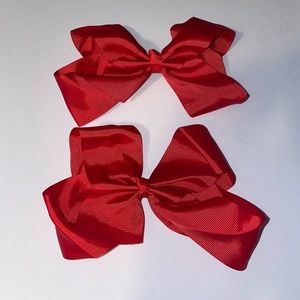 NWOT 2 Hair Clip Red Bow Grosgrain For Girls, Woman